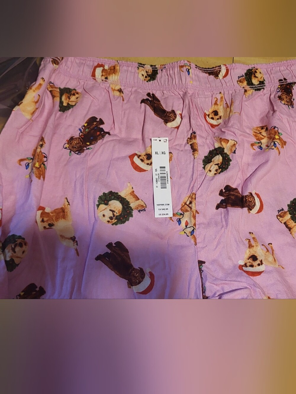 Women PINK Brand rare Puppy Print Pajama Bottoms